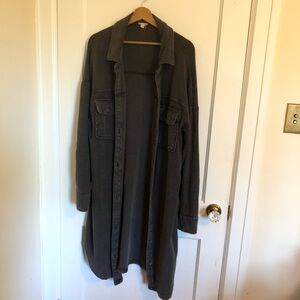 Anthropologie Pilcro grey duster longline button up cardigan